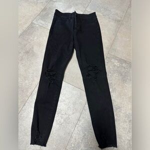 American Eagle “the dream jean” distressed black hi-rise jeggings size 2